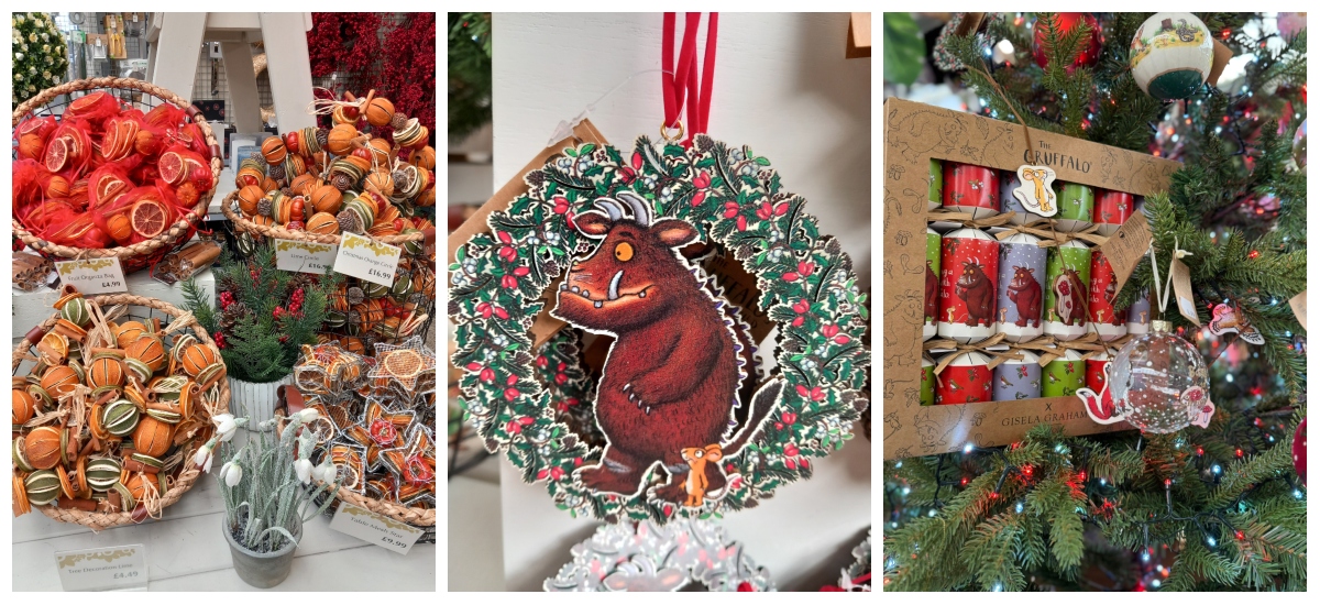 Christmas decorations at Millbrook Garden Centre in Kent