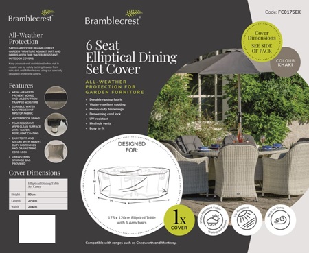 6-Seat Elliptical Dining Set Cover Khaki - image 2