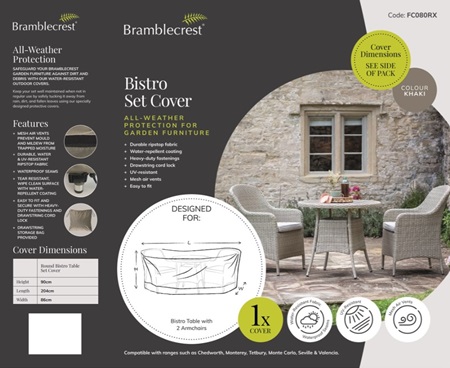 80cm Round Bistro Set Cover Khaki - image 2