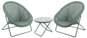 Faux Rattan Folding Lounge Set - Green