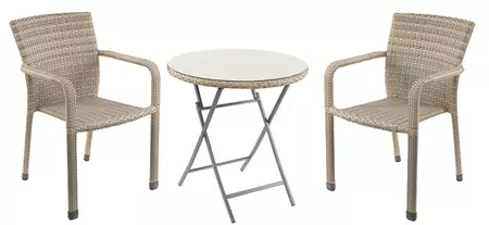 Faux Rattan Folding Tea For Two Set - Grey - image 1