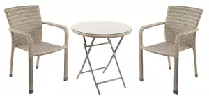 Faux Rattan Folding Tea For Two Set - Grey - image 1