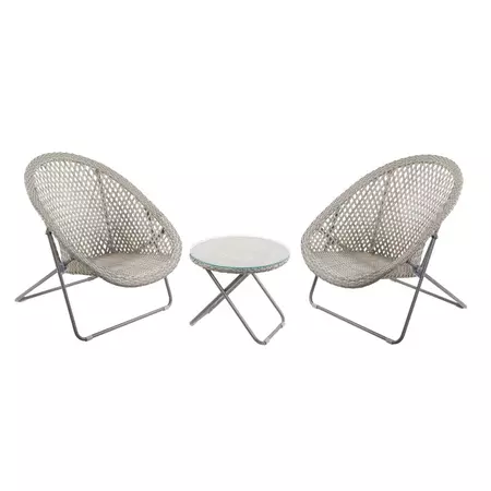 Faux Rattan Lounge Set - Grey