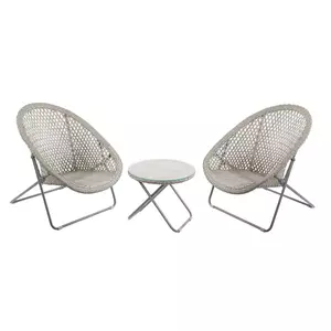 Faux Rattan Lounge Set - Grey