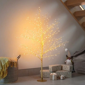 Festive 120cm Gold Micro Dewdrop Tree Traditional Warm White - image 2