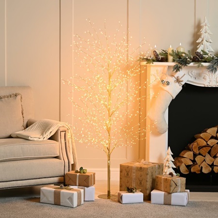 Festive 120cm Gold Micro Dewdrop Tree Traditional Warm White - image 4