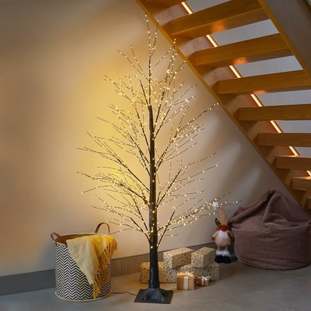 Festive 150cm Lit Microdot Black Tree 900 Warm White - image 1