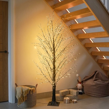 Festive 180cm Lit Microdot Black Tree 1300 Warm White - image 1