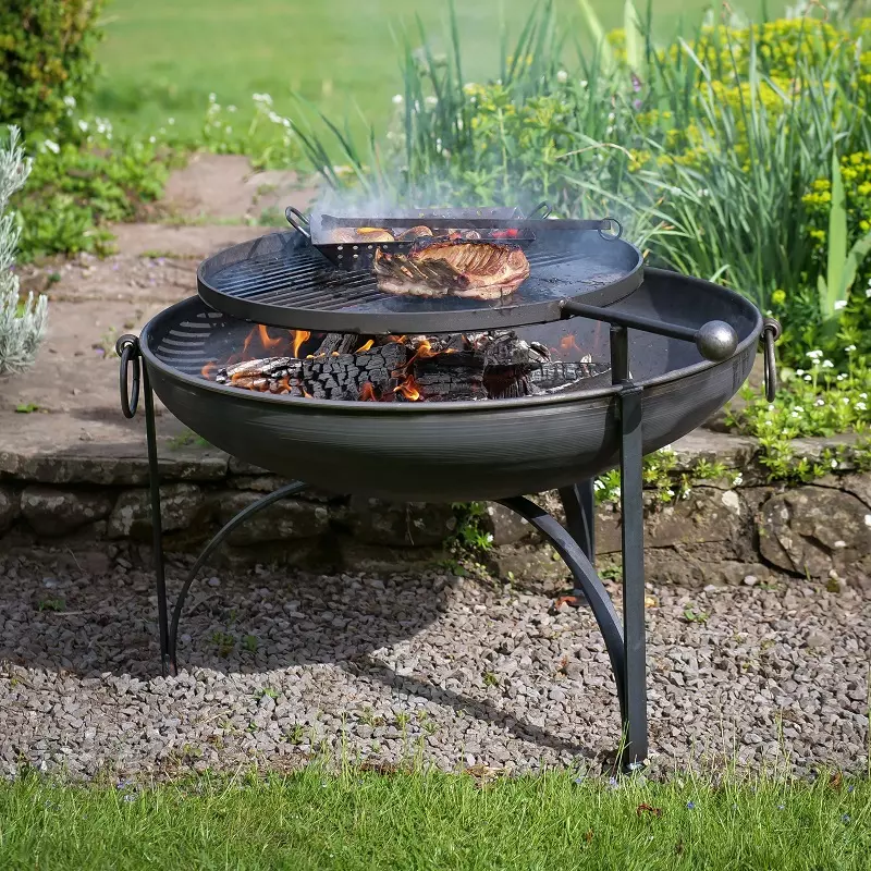 Firepit UK Plain Jane Little Sister Firepit 60cm with Swing Arm Rack