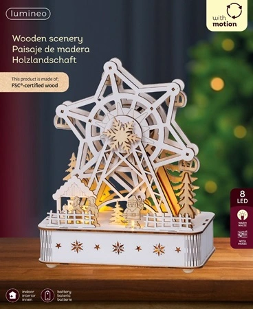 LED Indoor Battery Operated Wooden Scenery Ferris Wheel - image 3