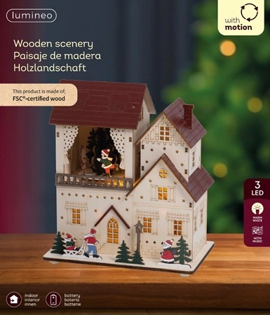LED Indoor Battery Operated Wooden Scenery House - image 3