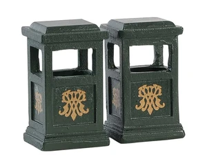 Lemax Green Trash Can (Set of 2)
