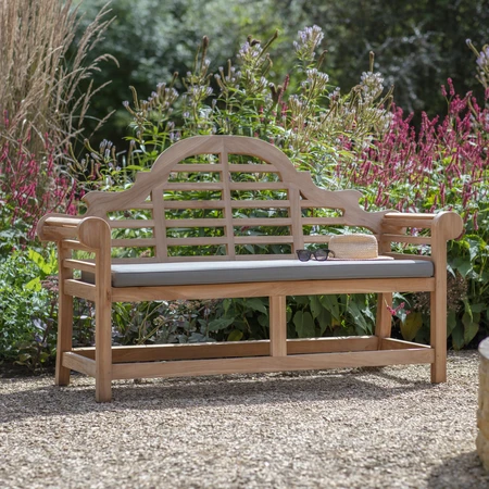 Lutyens Style Teak Bench with Taupe Cushion Set - image 1