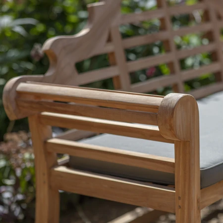 Lutyens Style Teak Bench with Taupe Cushion Set - image 3