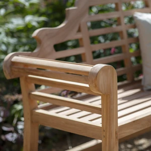 Lutyens Style Teak Bench with Taupe Cushion Set - image 2