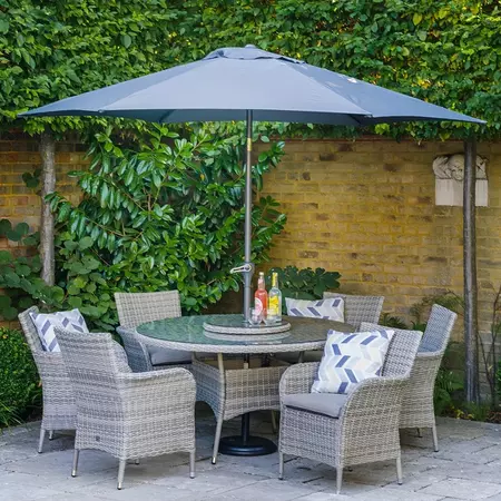 Monaco Sand 6 Seat Dining Set with Lazy Susan - image 1