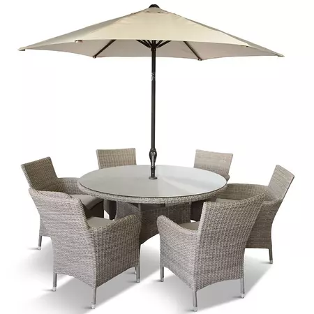 Monaco Sand 6 Seat Dining Set with Lazy Susan - image 2