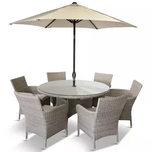 Monaco Sand 6 Seat Dining Set with Lazy Susan - image 2