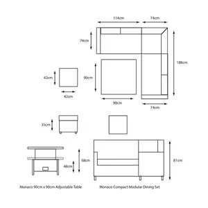 Monaco Sand Compact Dining Modular with Adjustable Table - image 4