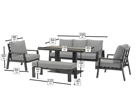 Pienza 3 Seat Sofa Set With Rectangular Table - image 2