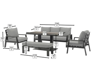 Pienza 3 Seat Sofa Set With Rectangular Table - image 2