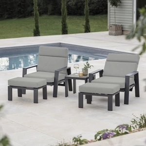 Pienza Reclining Chairs with Footstools and Side Table Set - image 1