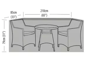 Premium 2 Seater Ex Large Bistro Set Cover Black - image 2