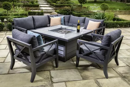 Sorrento Square Casual Dining Set with Gas Fire Pit - image 3