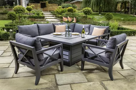 Sorrento Square Casual Dining Set with Gas Fire Pit - image 1
