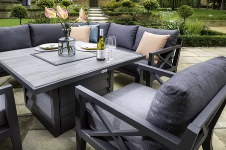 Sorrento Square Casual Dining Set with Gas Fire Pit - image 2