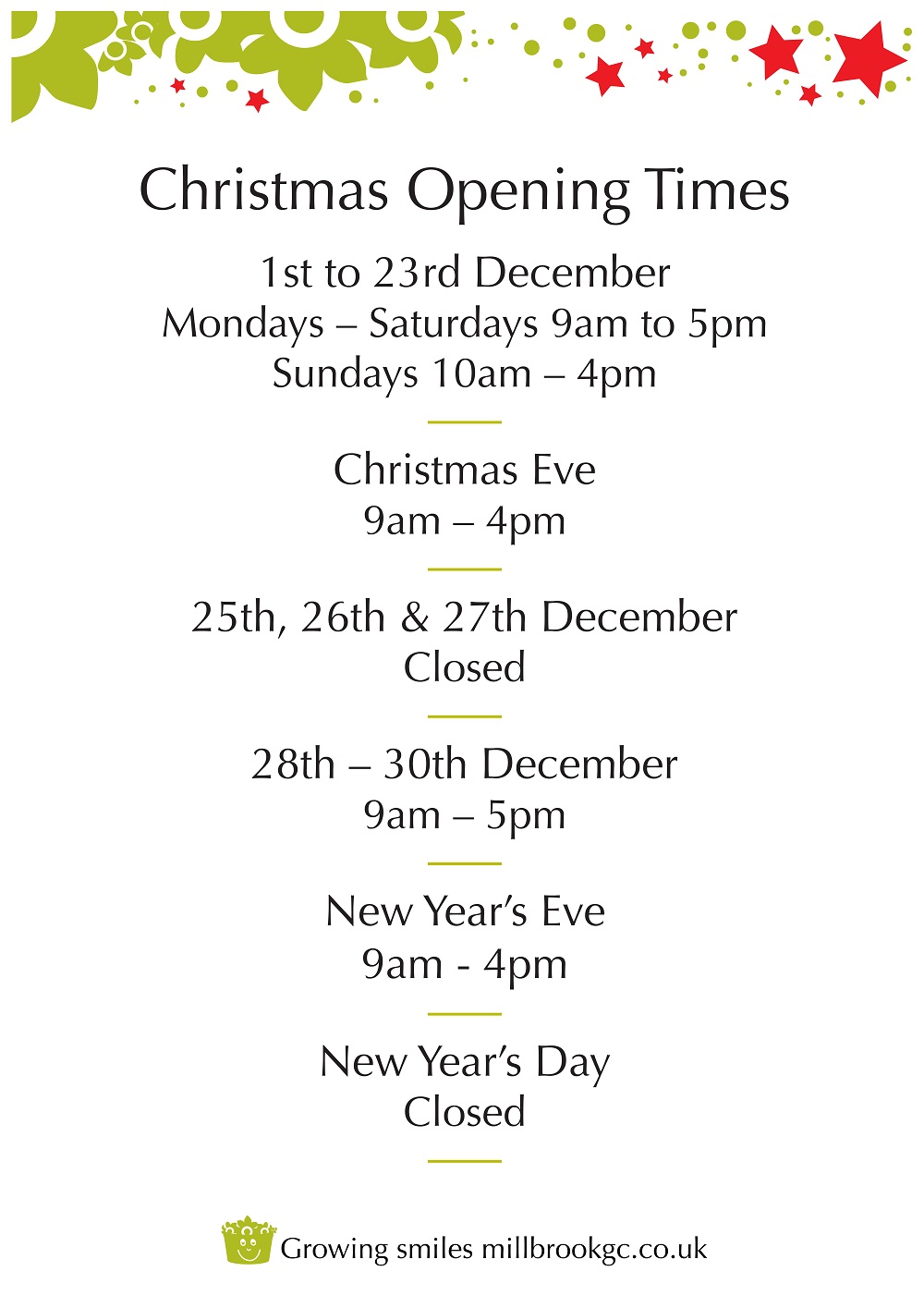 Christmas Millbrook Garden Centre